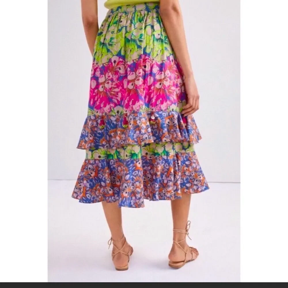 Anthropologie Roopa Pemmaraju Villa Tiered Midi Skirt. Size S